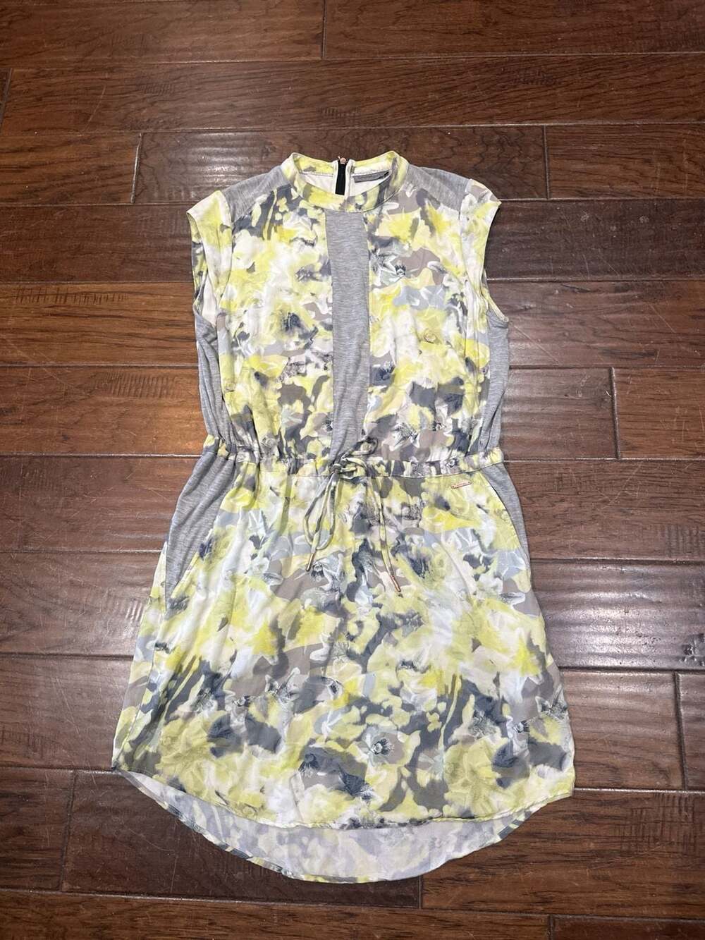 Calvin Klein Jeans Sleeveless Floral Print Drawstring Waist Dress, Size M